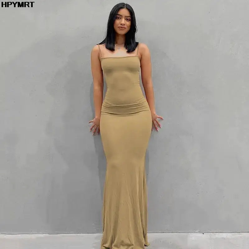 LuxeSilk Satin Slip Maxi Dress Sleeveless Backless Bodycon Elegant Party Ready Y2K Revival