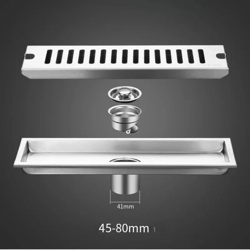 Simples Market stainless steel long rectangular bathroom floor drain; 304 grade, anti-odor, large capacity