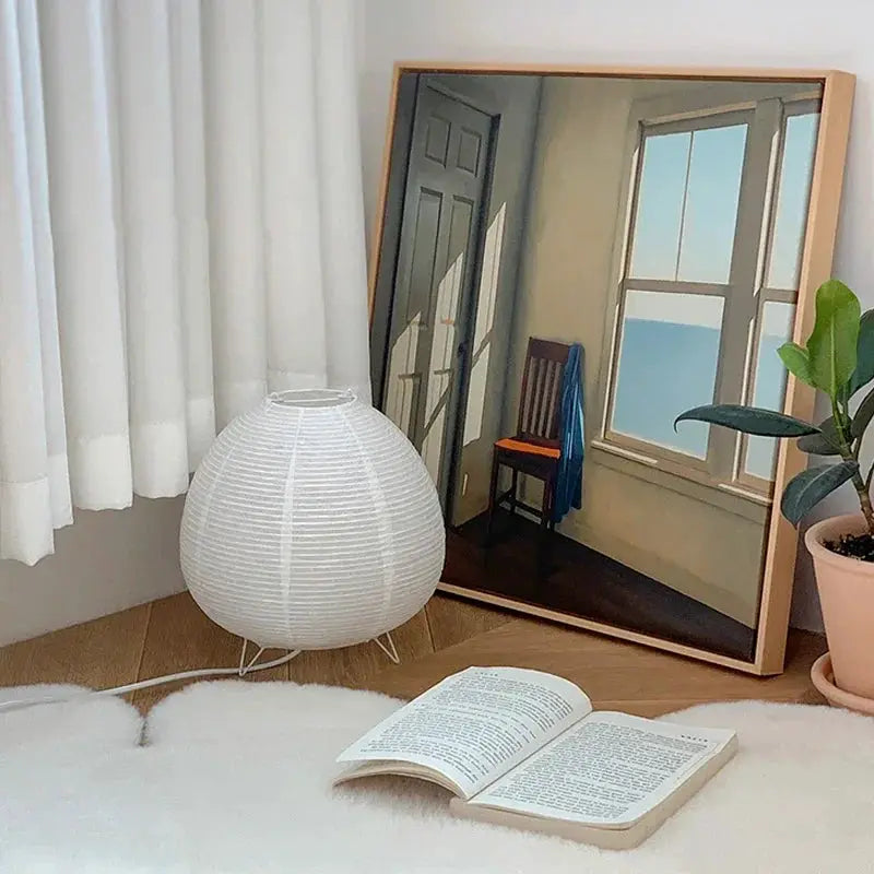 Japanese Lantern LED Table Lamp Rice Paper Shade Living Room Bedroom