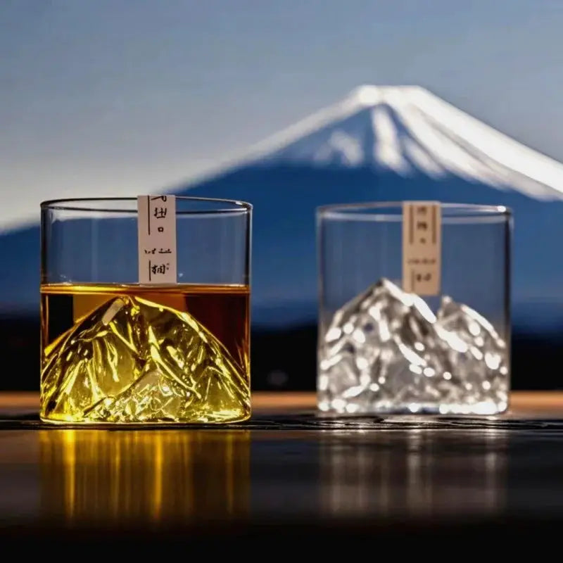 Japanese Glass Mt Fuji Teacup Heat Resistant 200ml Glacier Mountain Retro Design for Home Office
