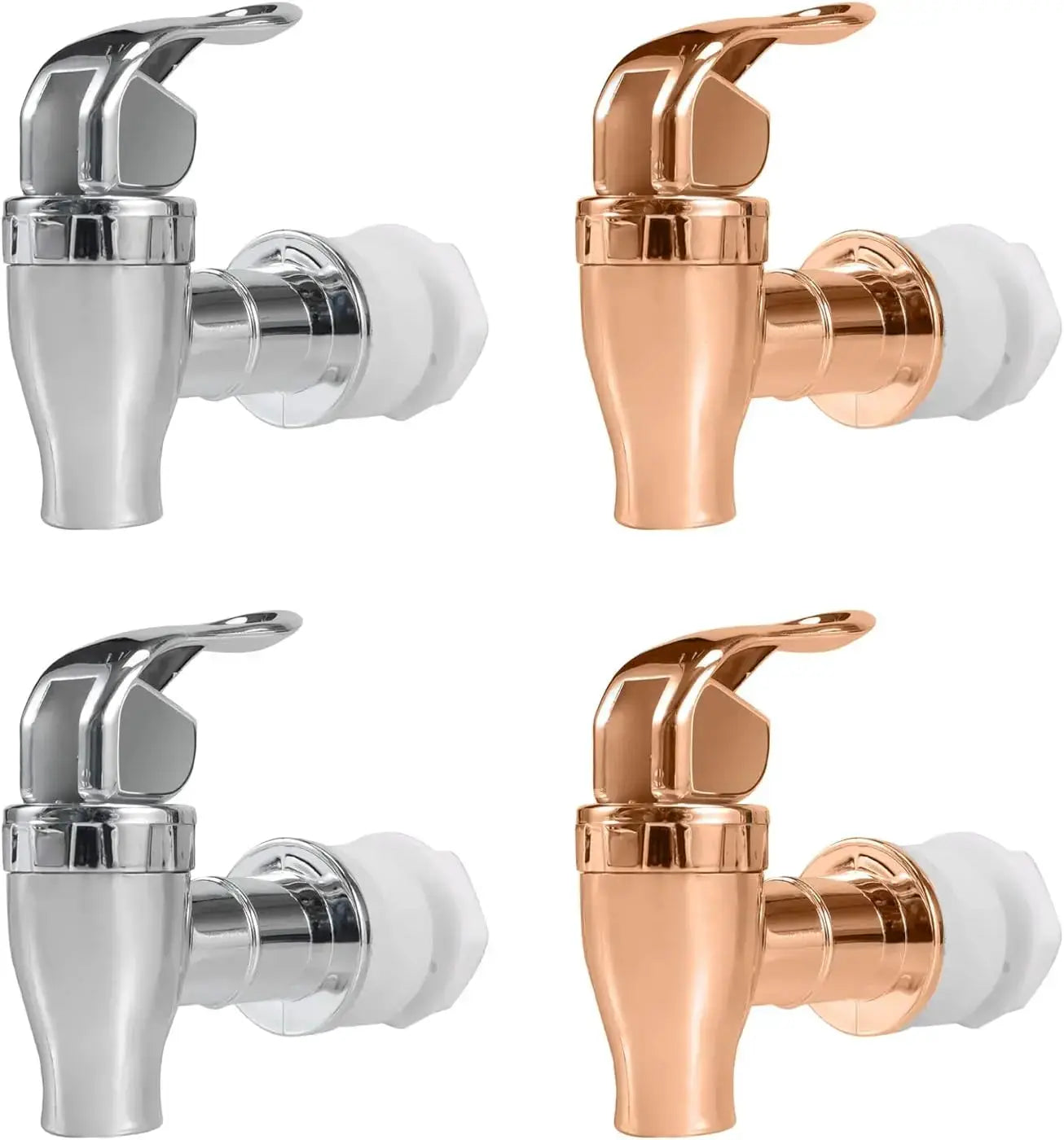 Simples Market food-grade electroplated plastic beverage faucet set in chrome and rose gold finishes (4 taps)