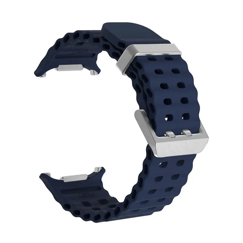 Simples Market Marine Band silicone watch strap for Samsung Galaxy Watch Ultra 47mm, navy blue with silver buckle