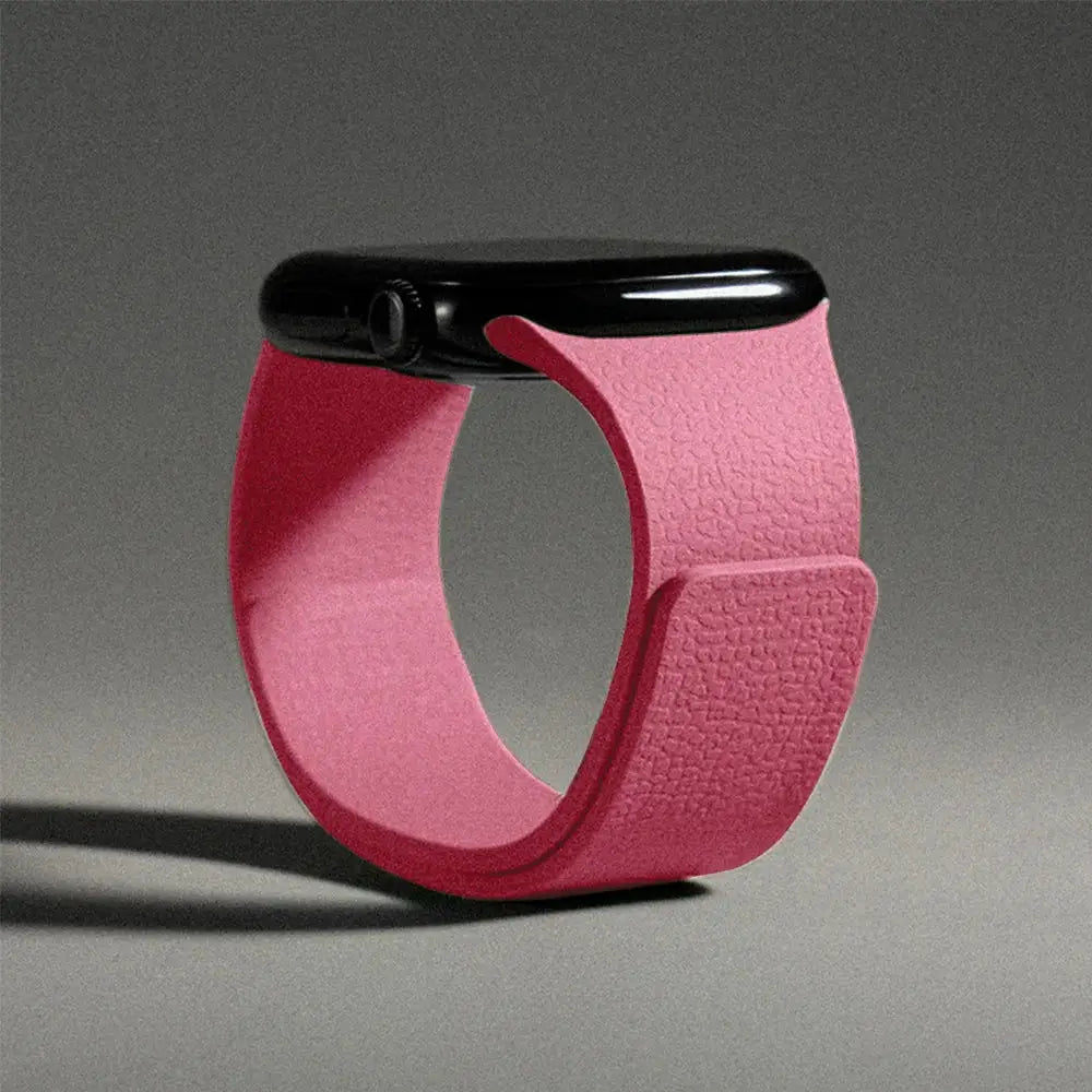 Silicone magnetic Apple Watch strap in pink for multiple sizes by Simples Market