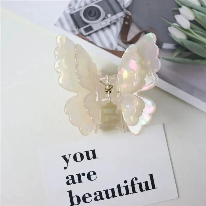 Colorful Butterfly Hair Clips For Women And Girls Pearlescent Fairy Gripper Clips Beach Summer Accessories