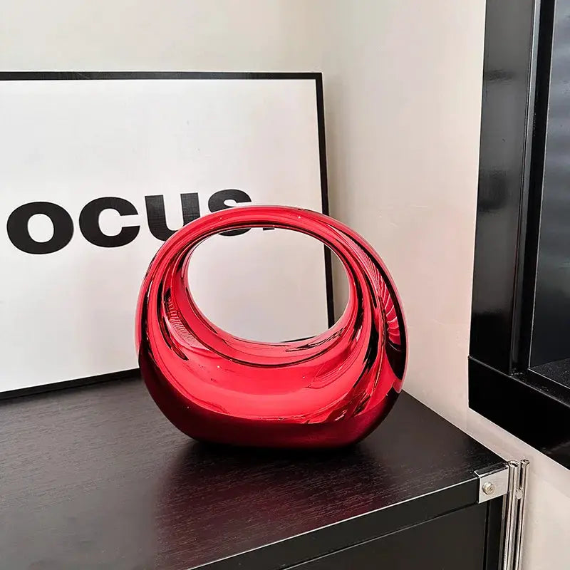 MOODS red glossy PVC evening handbag with round handle