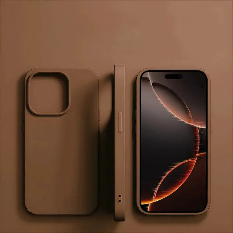 Beige liquid silicone iPhone case for Apple iPhone 11–16 Pro Max; shockproof back cover, 3-piece set