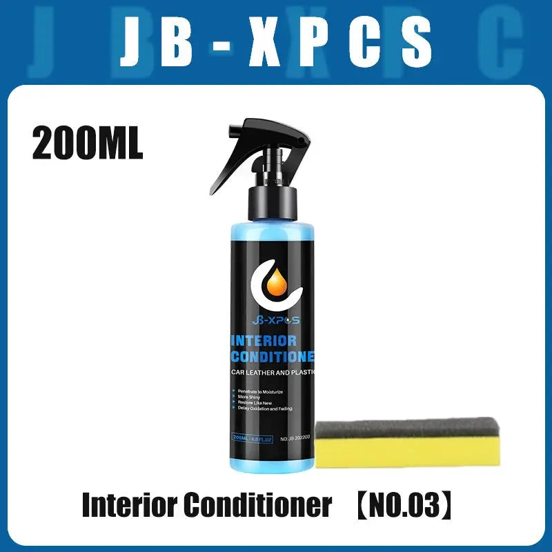 Interior Conditioner spray JB-XPCS, 200ml bottle with blue liquid and yellow sponge