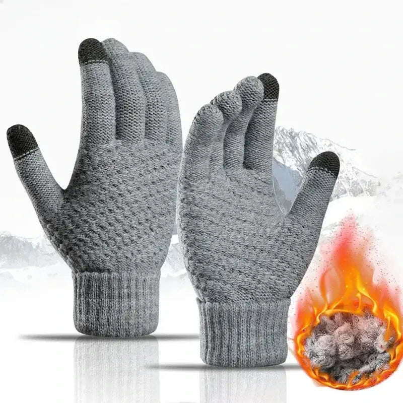 Unisex Warm Winter Touchscreen Gloves Full Finger Knit Mittens For Outdoor Cycling And Driving