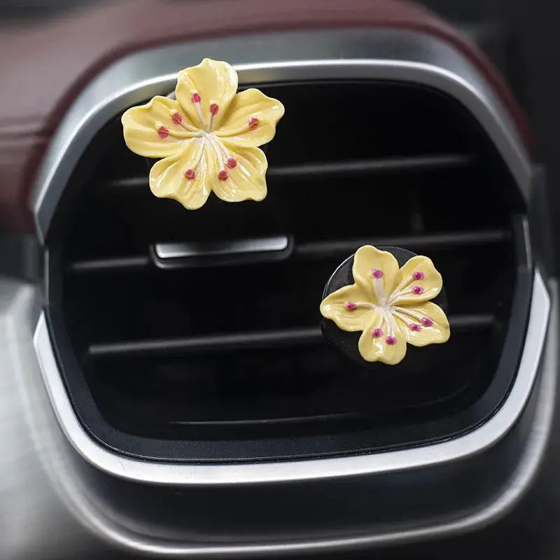 2pcs yellow flower car perfume clips for air vent decorations