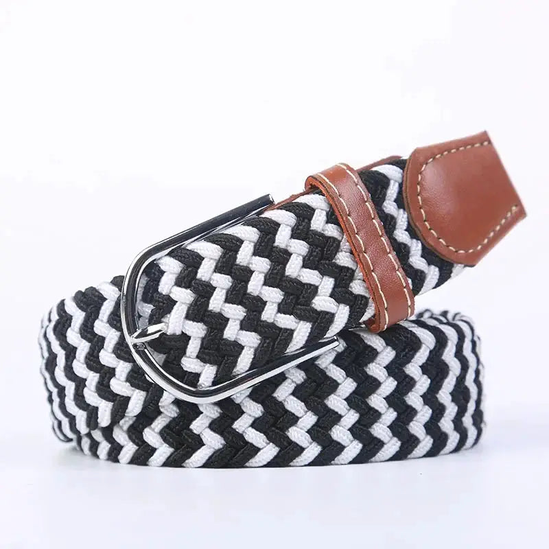 UrbanFlex Unisex Knitted Pin Buckle Belt Elastic Braided Canvas Stretch For Comfortable Jeans Wear