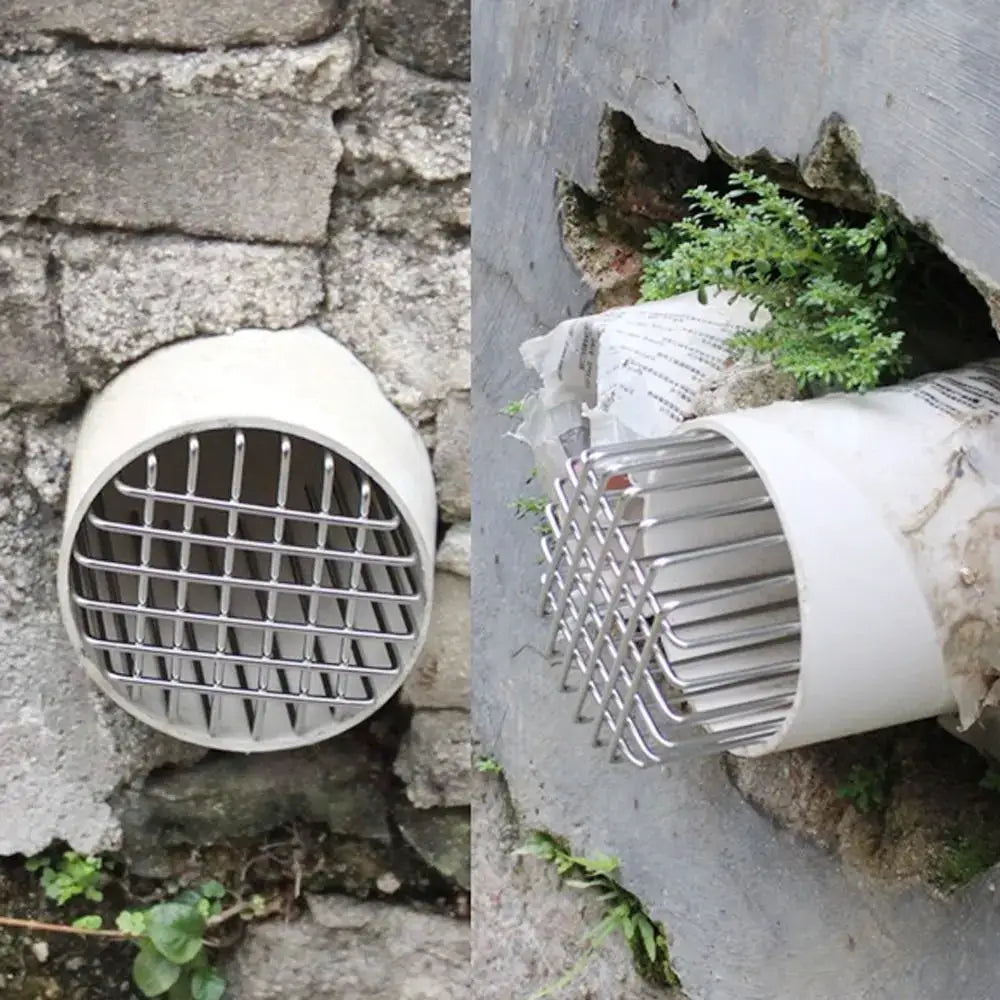 Round stainless steel roof drain cover with anti-block grid (2 pcs)