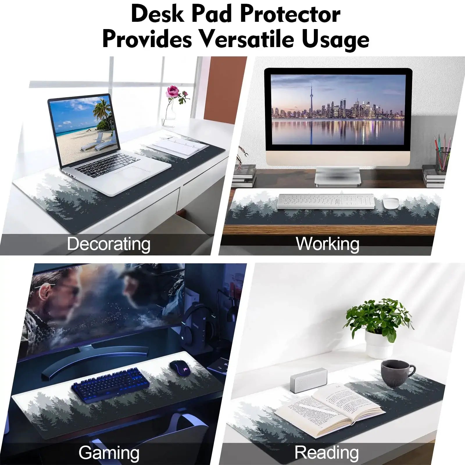 BLIKSEM Large Extended Gaming Desk Mouse Pad With Stitched Edges And Non Slip Rubber Base