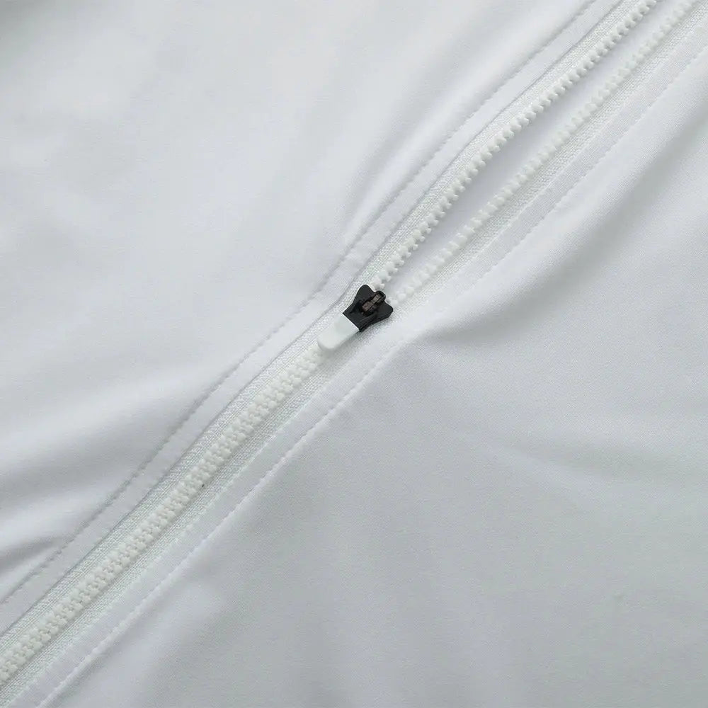 YKYWBIKE men's cycling jersey white long-sleeve with front zipper detail