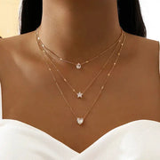Trendy Zircon Pendant Necklace For Women Multilayer Chain Choker Fashion Jewelry Gift For Parties