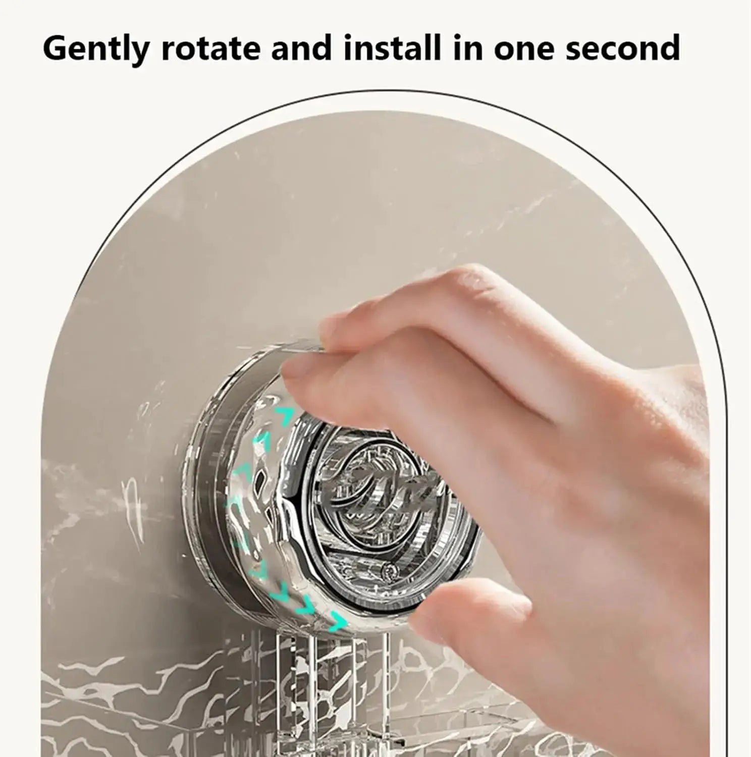 Corrugated suction cup storage holder by Simples Market; no-drill bathroom shelf with glacier-pattern finish