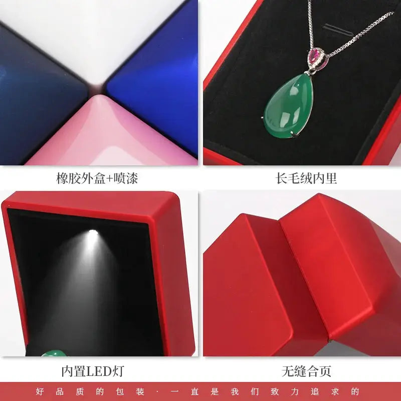 Creative Led Lighting Jewelry Set Ring Pendant Necklace And Bracelet With Light Up Jewelry Box Packaging