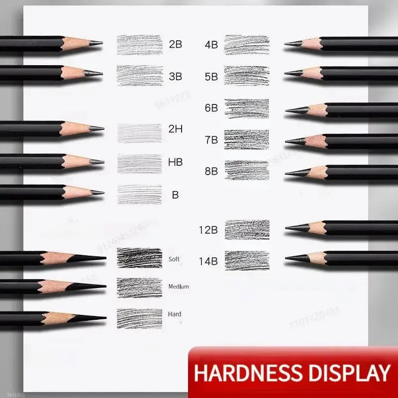 Simples Market 27/38/48pcs sketching pen and pencil set with black pencils and hardness chart