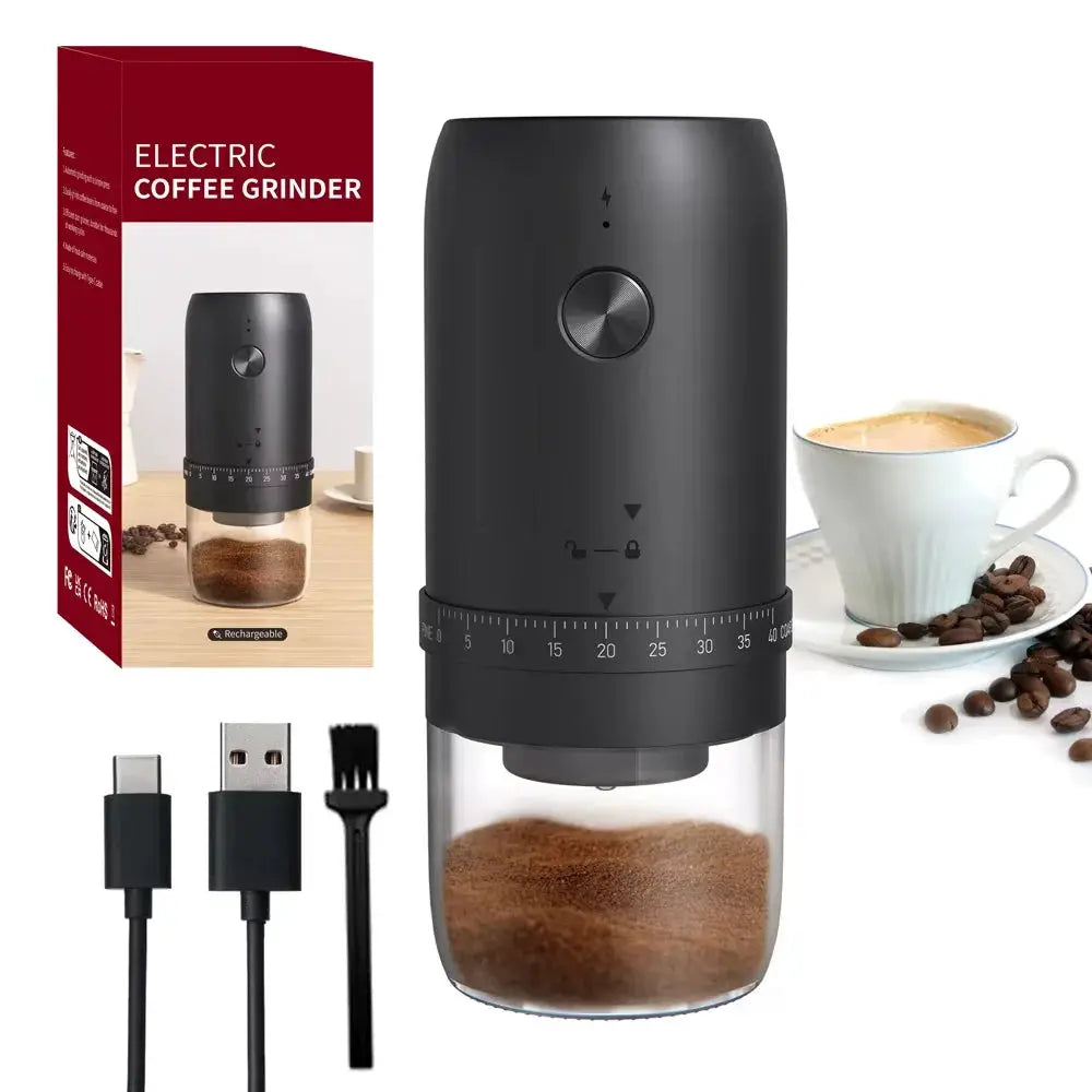 New Portable USB Electric Coffee Bean Grinder With 40 Grinding Settings Adjustable Mini Rechargeable Coffee Grinder