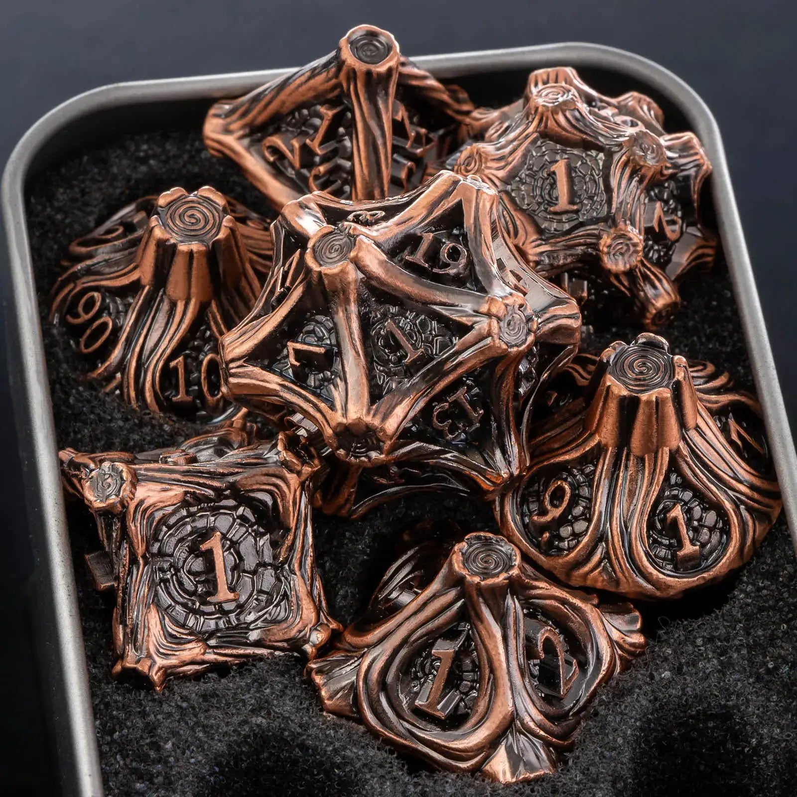 Skull And Dragon Metal Dice Set For Dungeons And Dragons Polyhedral Dice For Tabletop RPGs