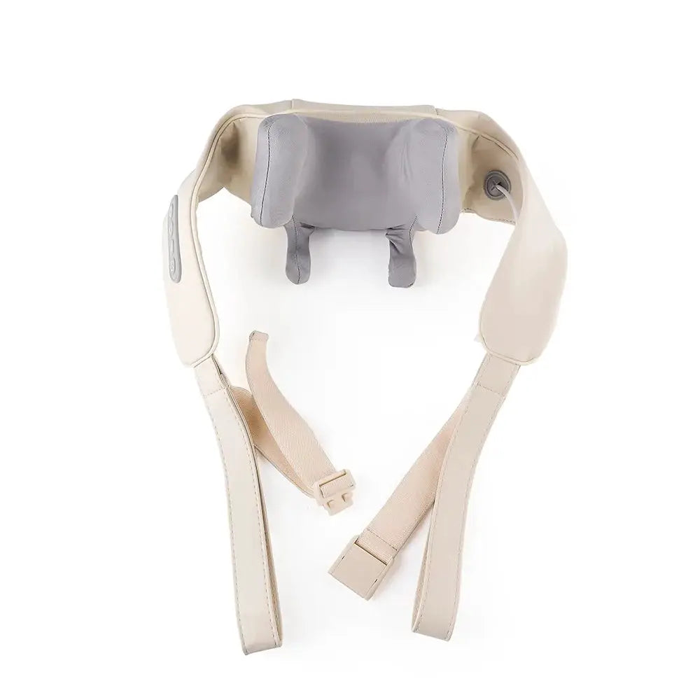 Foreverlily 26W brushless neck and shoulder massager with beige straps and gray kneading pad by Simples Market