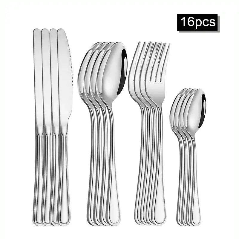 Stainless Steel Cutlery Set 6 Or 30 Pieces Steak Knife Fork Dessert Spoon High End For Restaurants And Hotels