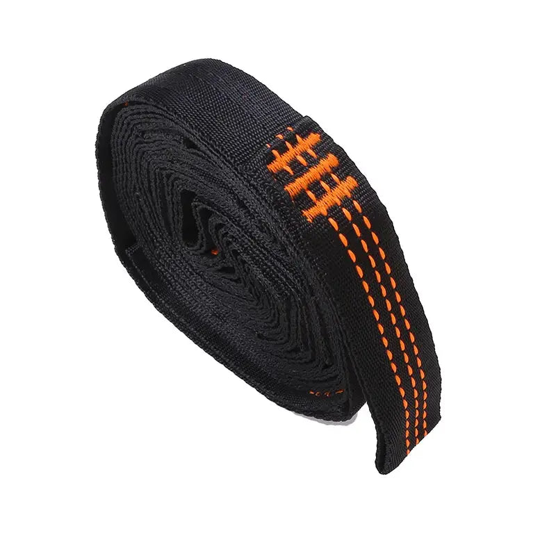 2-pack hammock straps, black polyester with orange stitching, 600lbs capacity