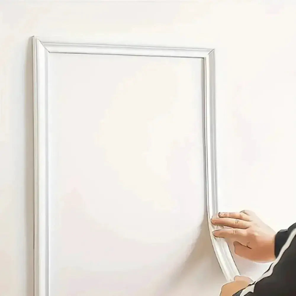 Self-adhesive PVC decorative strip, silver flexible edge molding for walls and cabinets, 1m roll