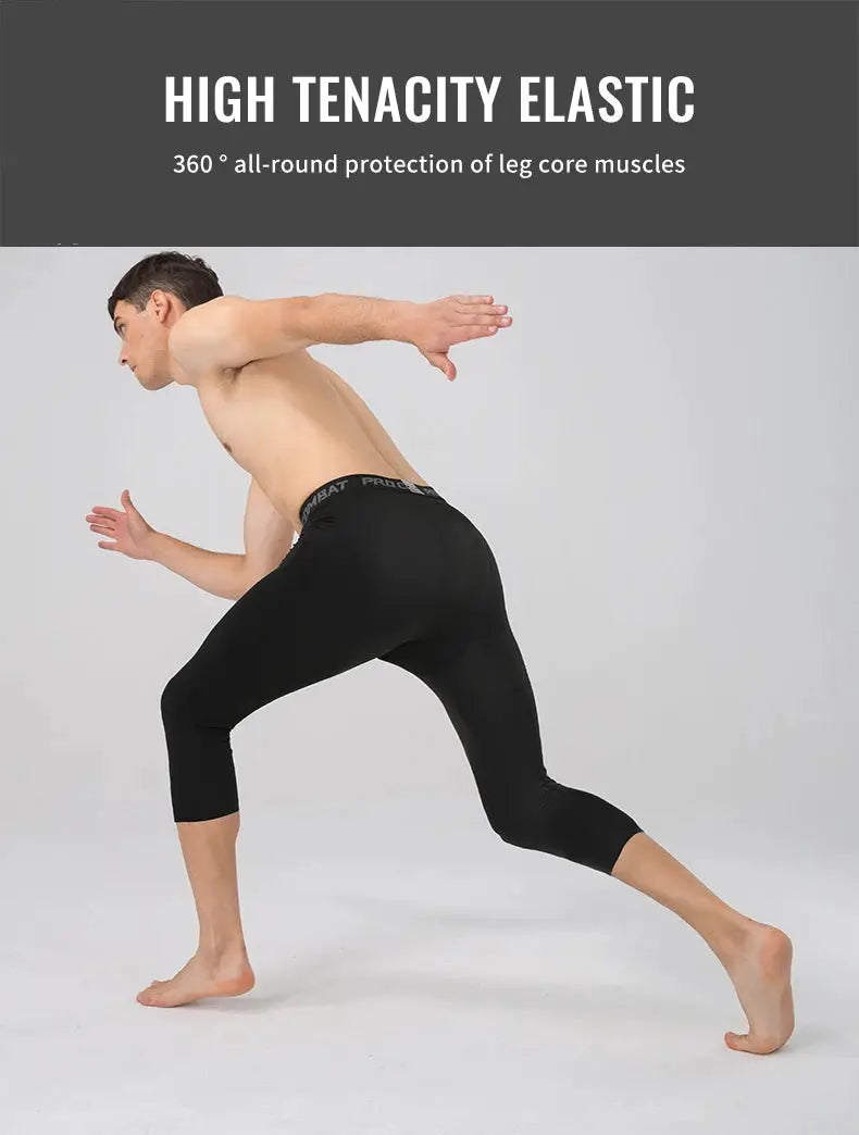 SONECHOKI men's compression pant, black dry-fit polyester gym tights for running and training.