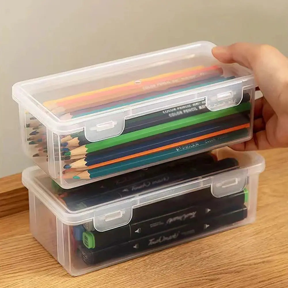 Translucent Pencil Case With Large Capacity Lightweight Storage For School Supplies Organizer Box