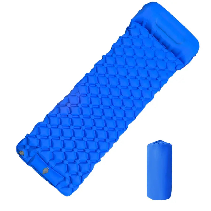 Outdoor Camping Inflatable Sleeping Pad With Built In Pillow And Inflator Pump Ultralight Air Mat For Hiking