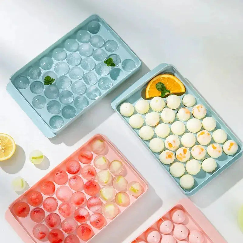 Family 33 Ice Cube Trays And Ball Ice Molds Set Hockey Style PP Mold For Whiskey Balls Popsicles Kitchen Tools