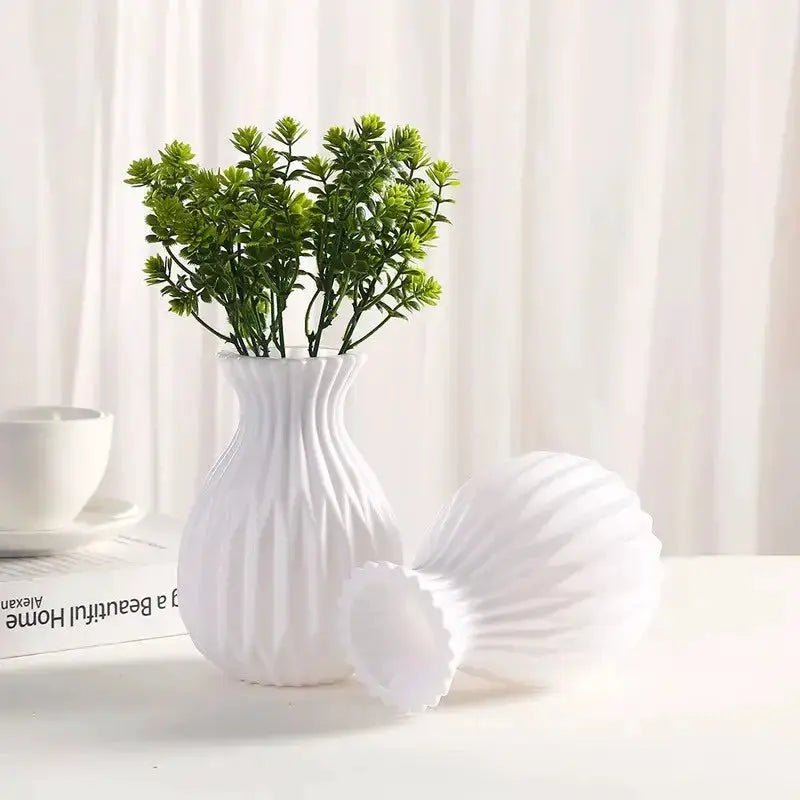 White Plastic Modern Vase For Living Room Decor Scandinavian Style Flower Pot Wedding Floral Arrangement Vase - Simples Market
