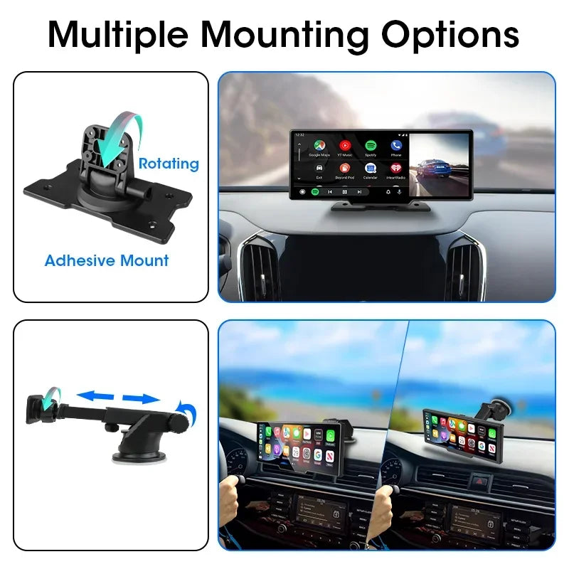10.26 Inch Dash Cam Mirror 4K Player Wireless CarPlay Android Auto GPS