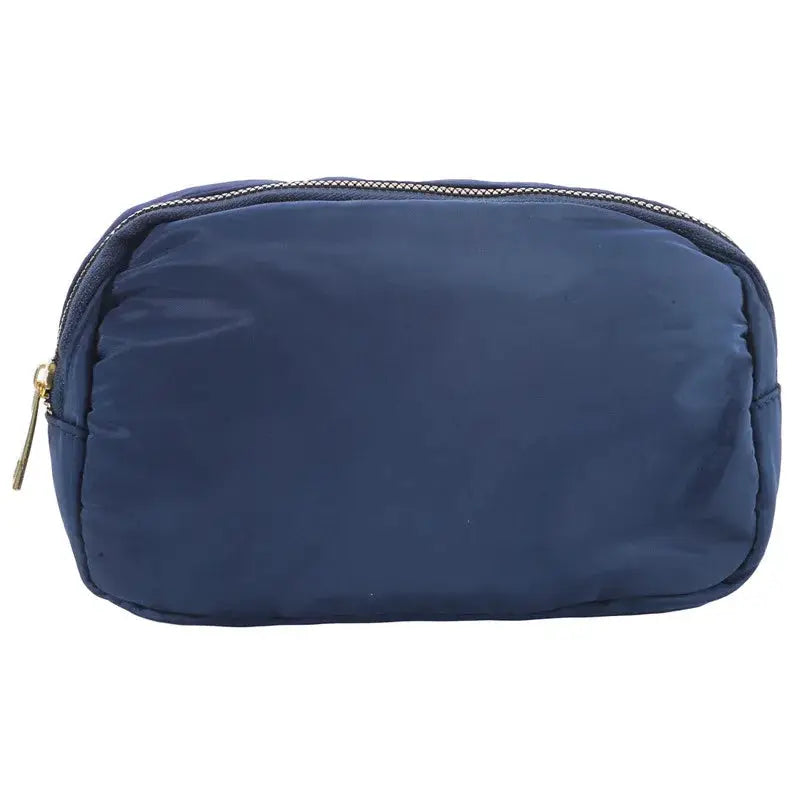 Fanny pack waist bag, navy blue, zippered pouch for travel and outdoor use