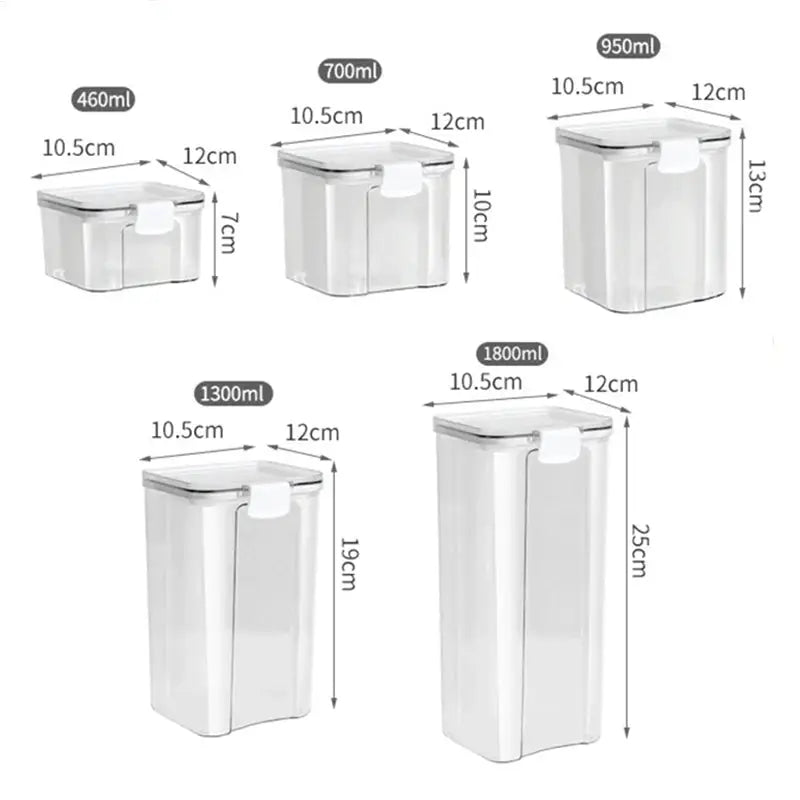 Sealed Jars Kitchen Storage Organizer Set Large Plastic Containers For Grains Spices Pantry Moisture Proof
