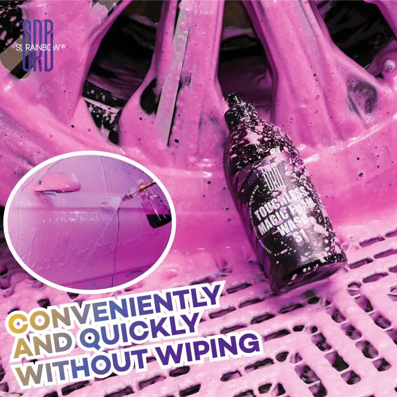 Pink Foaming Snow Foam Car Wash Soap by Simples Market; bottle with pink foam for foam cannons or bucket washes.