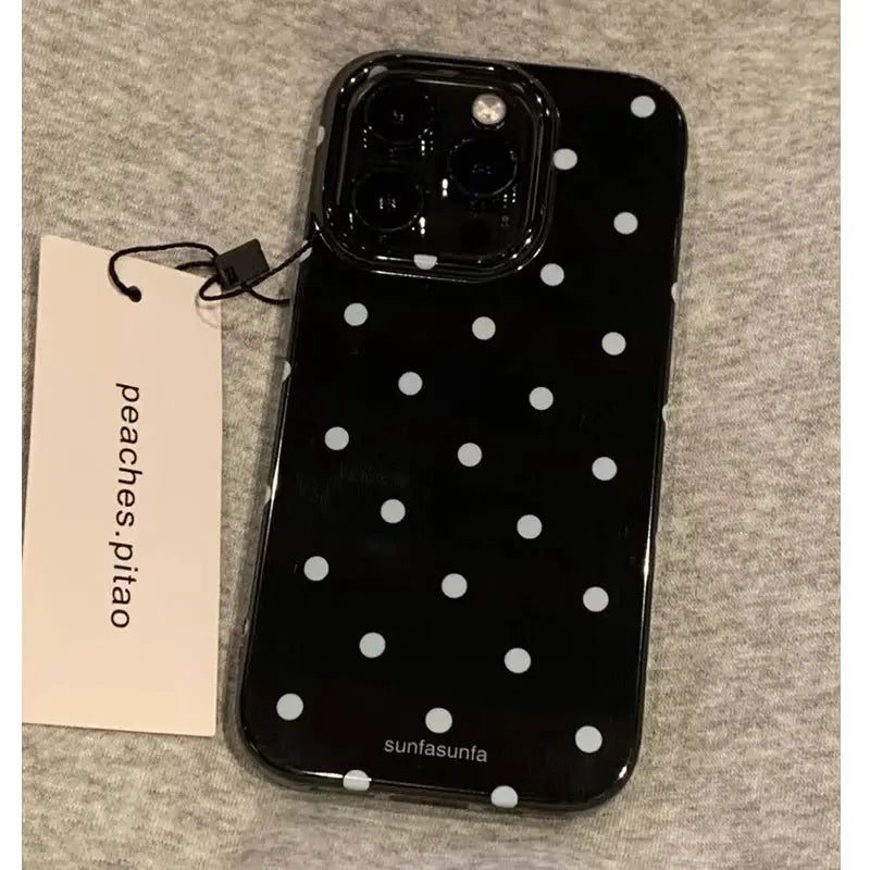 PolkaGuard Polka Dot Phone Case Shockproof Minimalist Silicone Back Cover for IPhone 11 12 13 14 15 16 17 Pro Max Mini