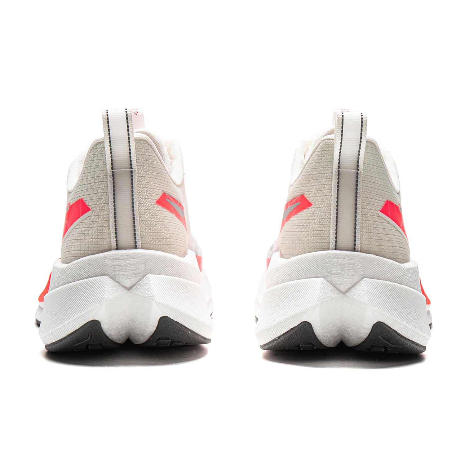 Li-Ning RED HARE 9 PRO racing running shoes pair in beige/grey with red accents, white midsole, rear pull tabs