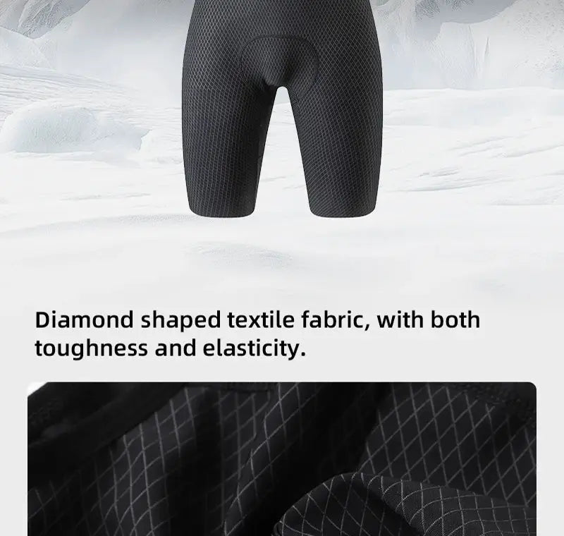 YKYWBIKE cycling bib shorts, black diamond-texture fabric close-up