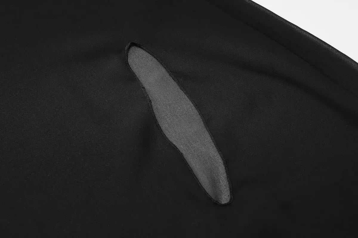 Chiffon blouse in black with oval cutout detail Simples Market