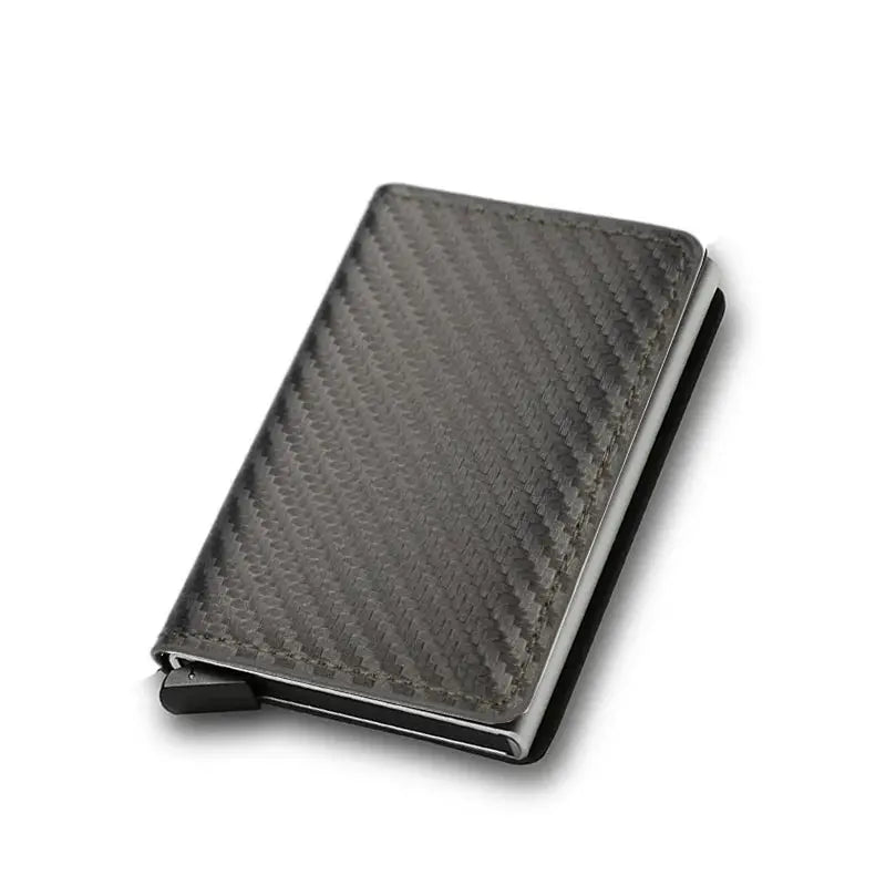 Simples Market anti-RFID carbon fiber card wallet with automatic pop-up cardholder, grey