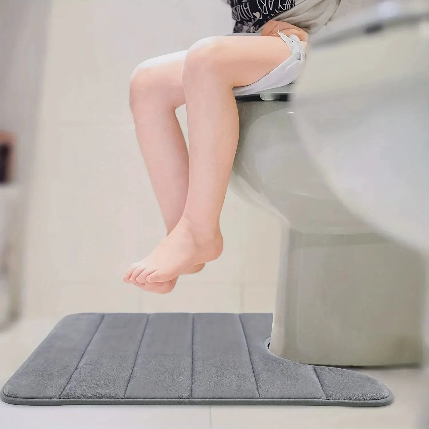 U Shaped Toilet Mat Memory Foam Bath Mat Non Slip Super Absorbent Bathroom Carpet