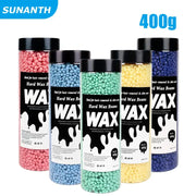 Hard wax beads by Simples Market; 400g set of 5 bottles in pink, blue, green, yellow, navy.