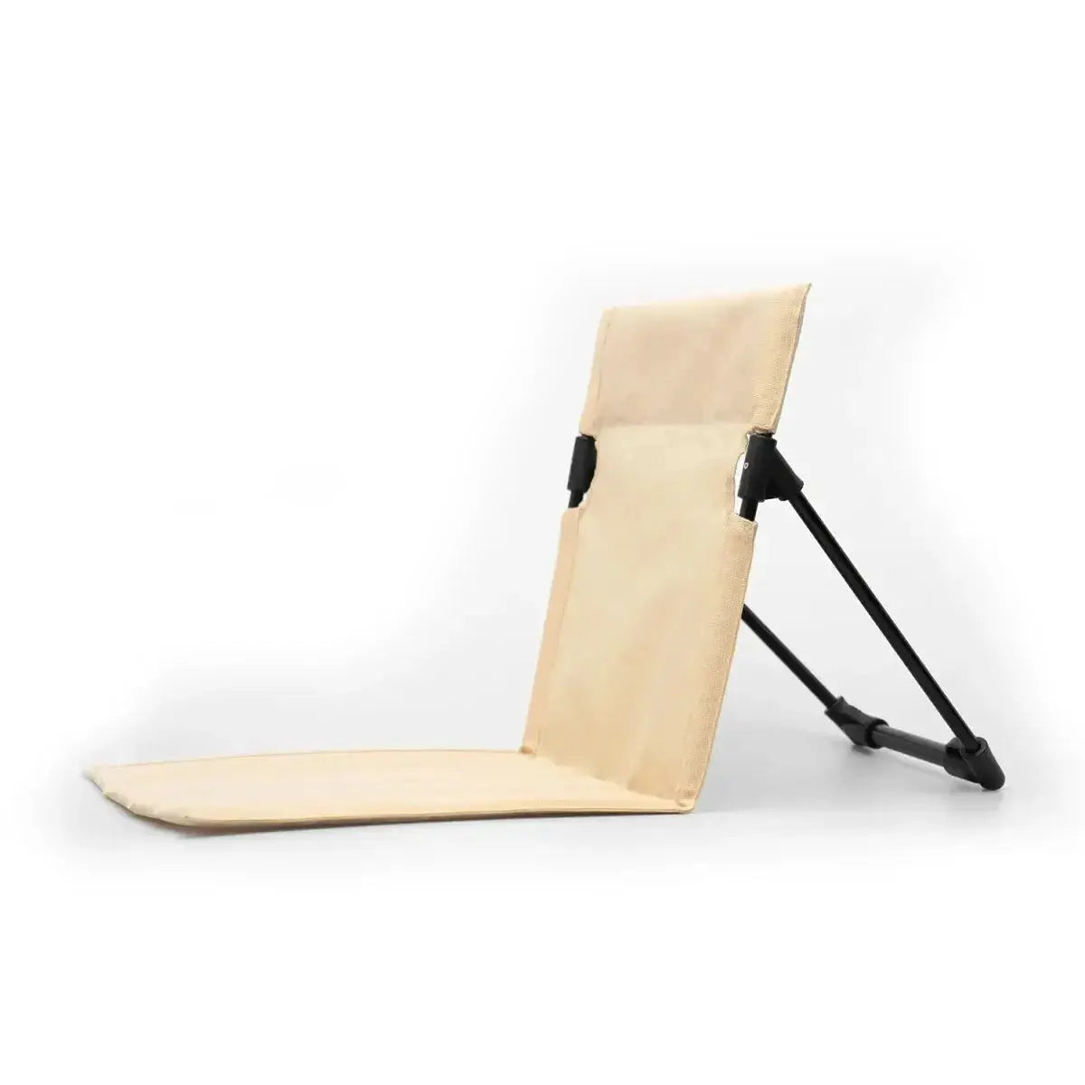 Simples Market beige foldable camping chair with backrest cushion and black frame