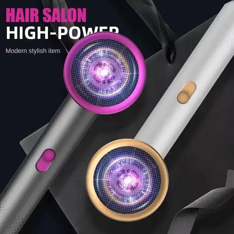 New High-Speed Hair Dryer by Simples Market with purple and gold accents for professional home salon use.