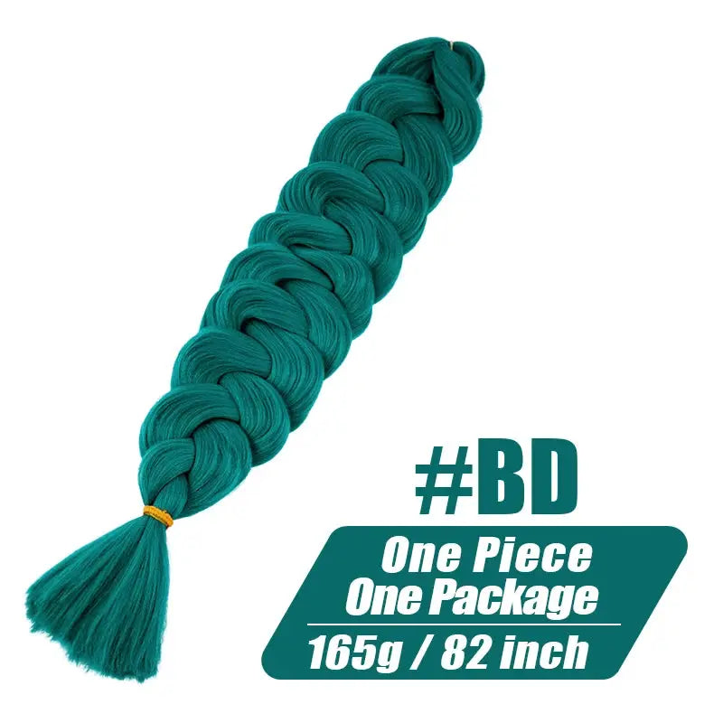 Kanekalon jumbo braiding hair bundle, teal green, 82 inch, 165g, one package