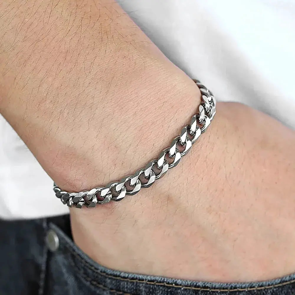 Stainless Steel Cuban Chain Bracelet For Men And Women 3mm 5mm 7mm 9mm Wide Durable Jewelry Gift