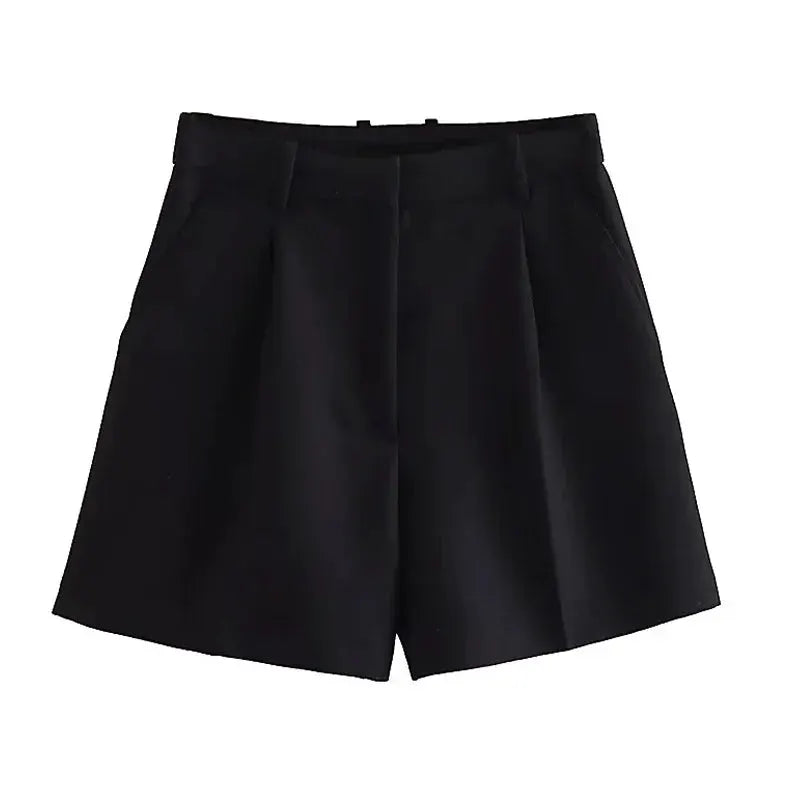 HXAO Pleated Baggy High Waist Shorts For Women Summer 2024 White Black Pink Polyester Broadcloth Casual Comfort