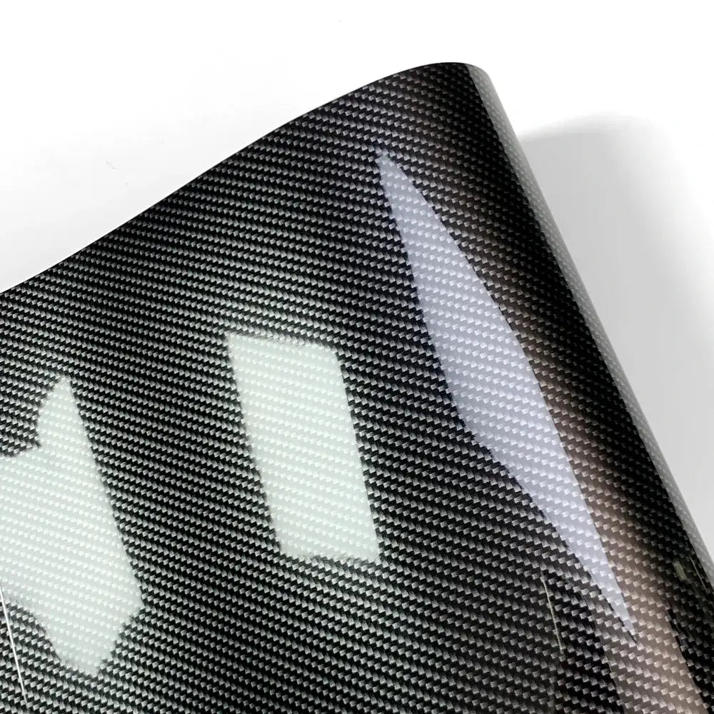 2D-9D carbon fiber vinyl wrap sheet in glossy black, waterproof finish