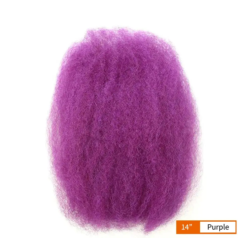 Afro Kinky Curly bulk human hair for braiding in purple, 14 inches